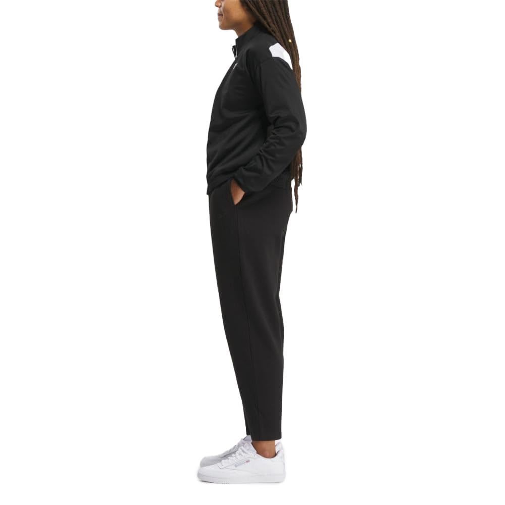 Reebok Womens Banded Logo Tricot Long Sleeve Track Jacket Black Size L NWT - Picture 2 of 6